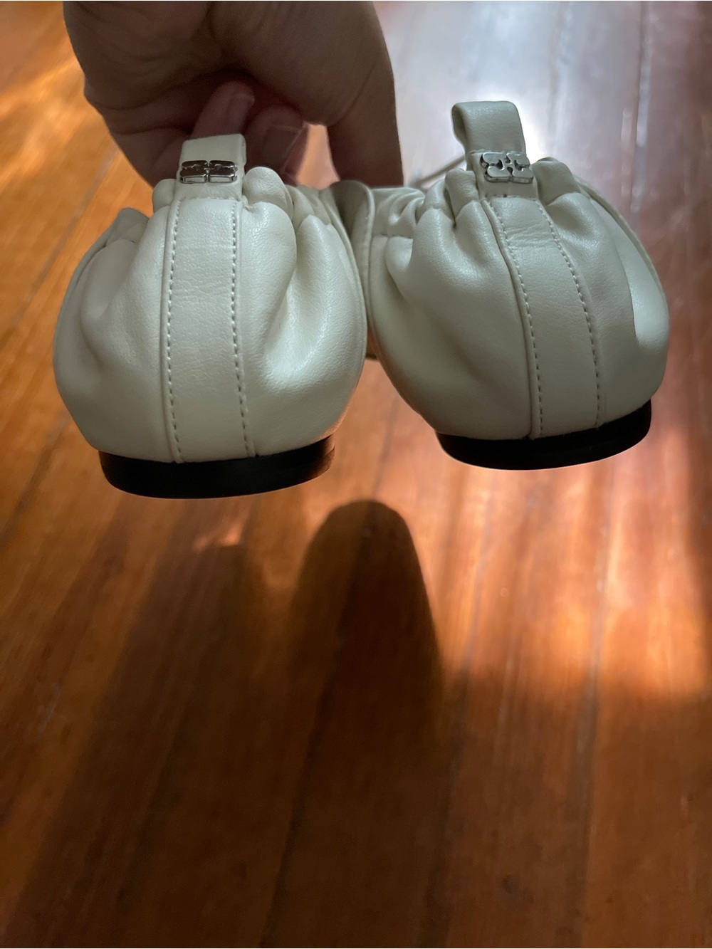 NWOT GANNI Lace-Up Ballerinas in Ivory Egret Eggshell White Chic Cool Sporty - Picture 12 of 13